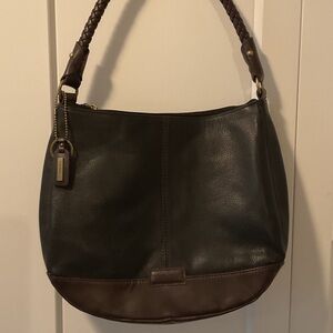 Tignanello Two-Tone Leather Black and Brown Hobo Bag